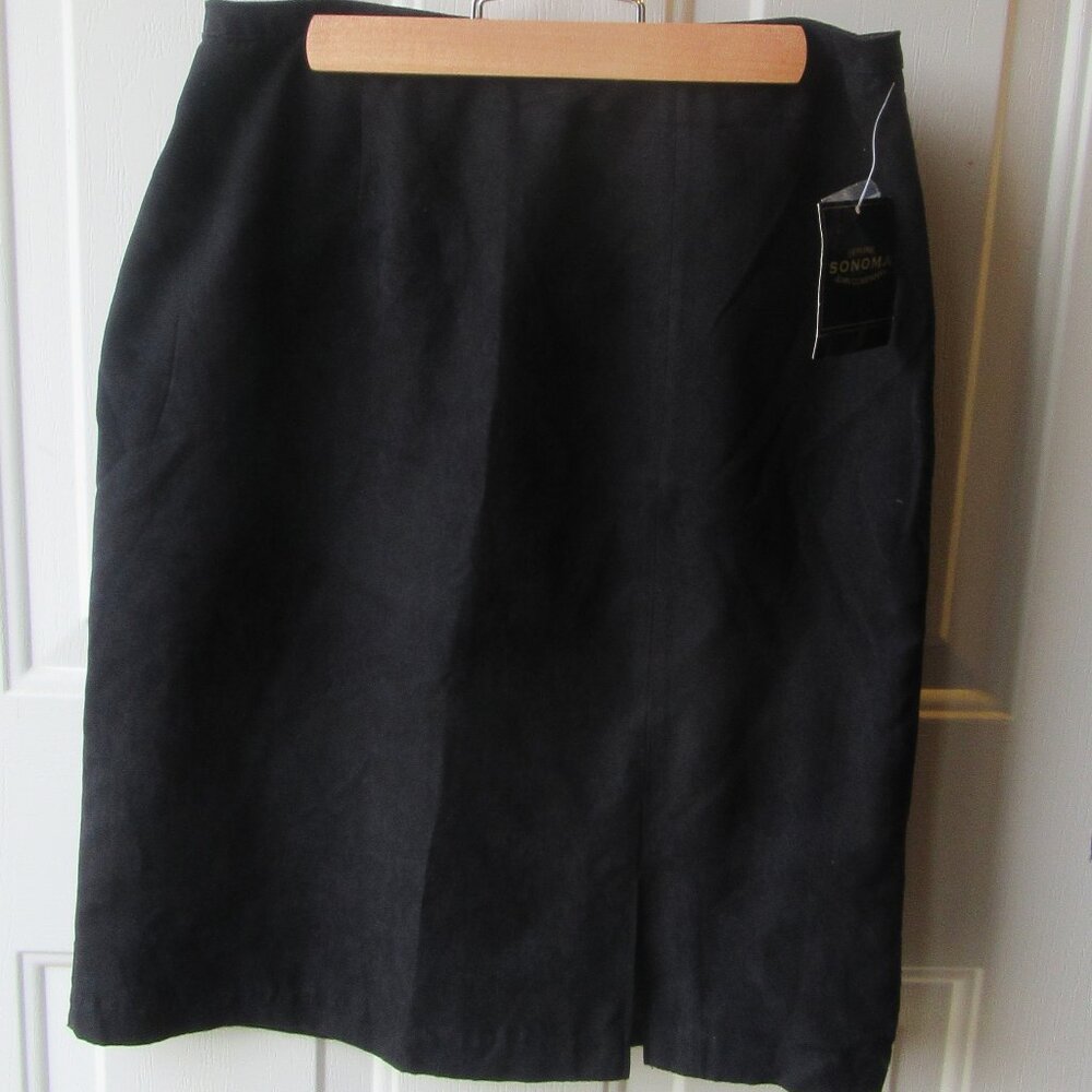 NWT Sonoma Sz 6 Black fully-lined dress skirt w. back zip w. button & hook band